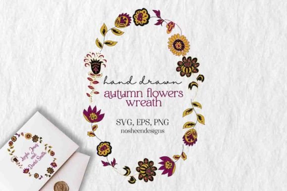 Autumn Fall Floral Wreath SVG, PNG, EPS