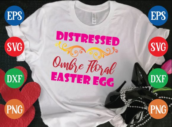 Distressed Ombre Floral Easter Egg SVG