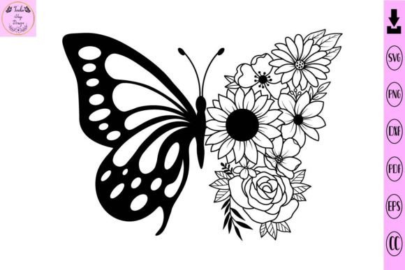 Floral Butterfly SVG, Flower SVG