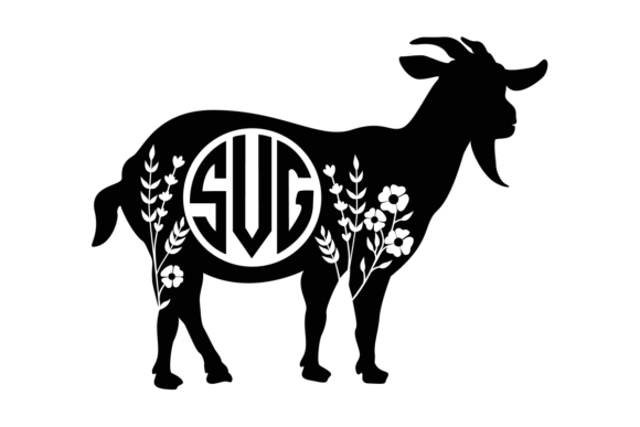 Floral Goat Monogram SVG