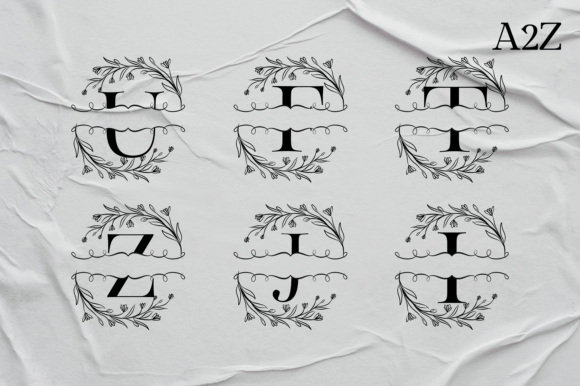 Floral Split Letters A-Z SVG Monogram