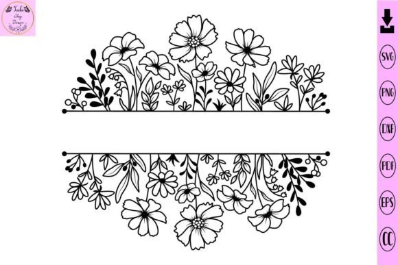 Flowers Split Monogram SVG