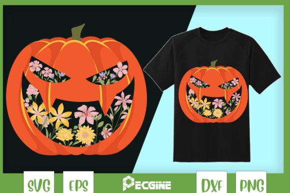 Funny Halloween Pumpkin Flower Floral