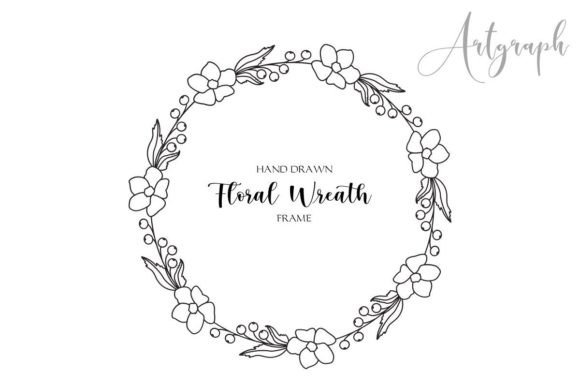 Hand Drawn Floral Wreath SVG