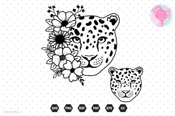 Leopard with Flower Crown SVG