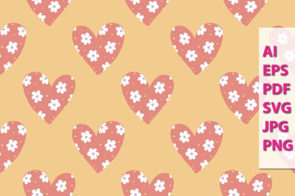 Love Hearts with Floral Pattern SVG