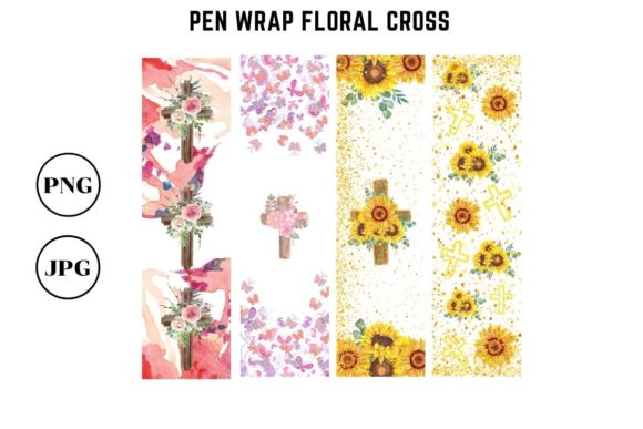 Pen Wraps Floral Cross PNG