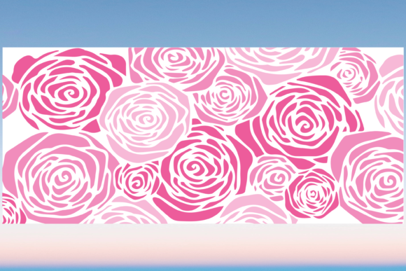 Pink Roses Flower Libbey Glass Wrap SVG