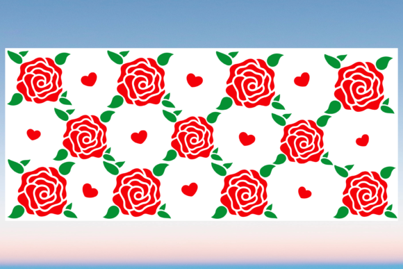 Rose Heart Floral Libbey Glass Wrap SVG