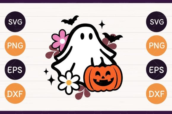 Spooky Ghost Floral Halloween SVG